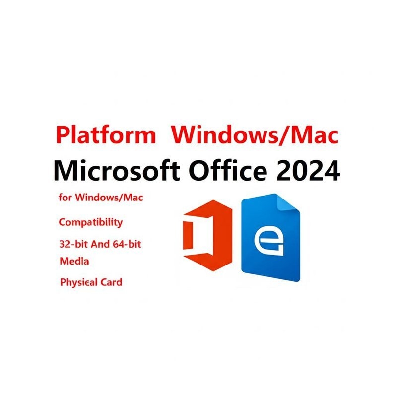 Платформа Windows/Mac Microsoft Office 2024 для Windows/Mac Совместимость 32-разрядная и 64-разрядная медиа-физическая карта